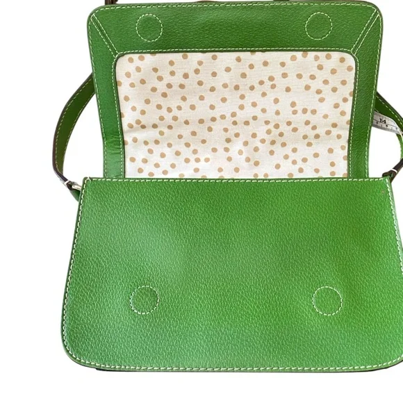 Kate Spade Wellesley Flynn Crossbody Bag Lime Green Leather Purse Dark Academia - Picture 7 of 13